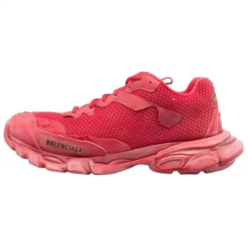 Balenciaga Track 3.0 Fabric Lace Up Low top Chunky Sneakers Men's Red Distressed