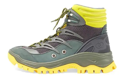 Gucci Lace Up Boot 'Grey Dark Green Yellow'
