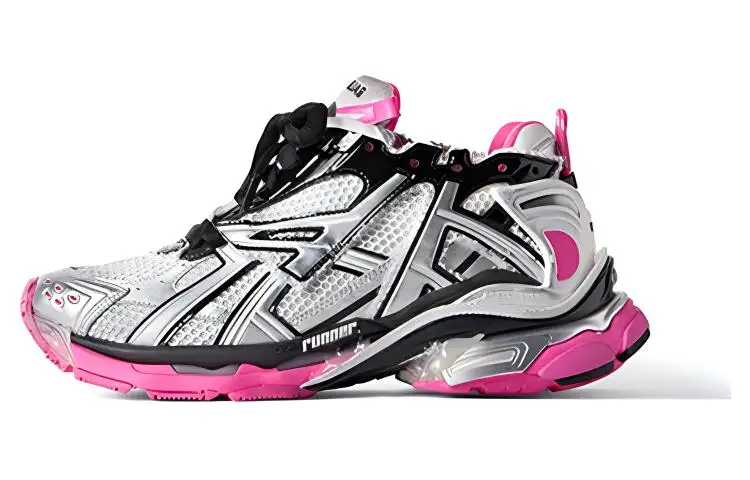 Balenciaga Runner Sneakers 'Silver White Pink Mesh And Nylon' Women's