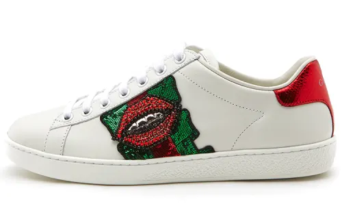 Gucci Wmns Ace Low 'Lips Sequin - White'