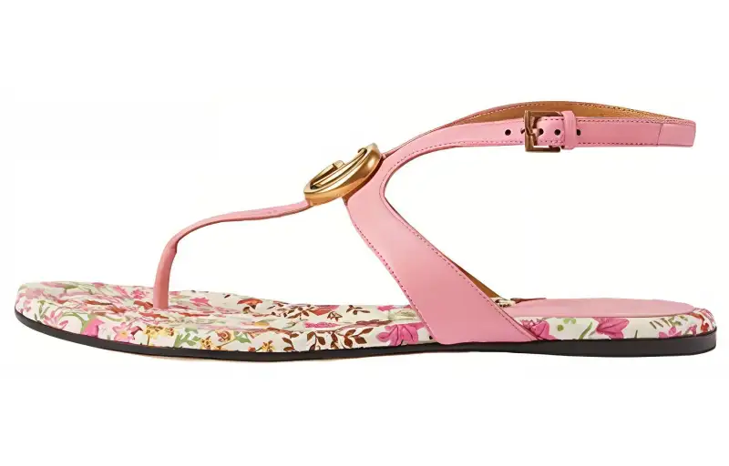 GUCCI Leather One Strap Sandals Women's Pink