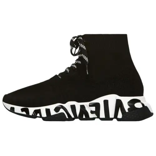 Balenciaga Speed High top Casual Shoes Women's Black White
