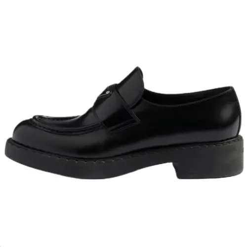 PRADA Chocolate 50mm Brushed Leather Loafer 'Black' Women's