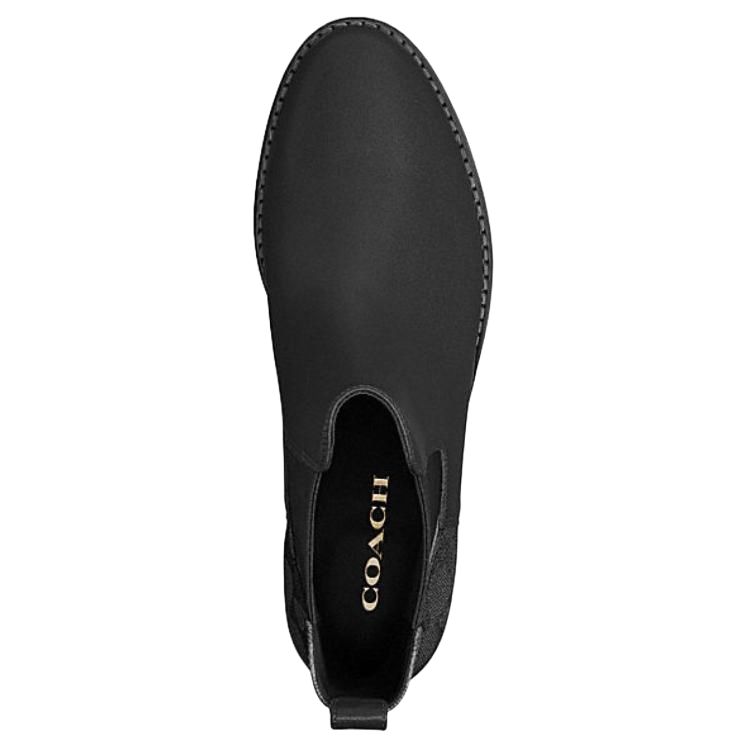 COACH Leather Short Chelsea Boots Women's Black & Charcoal Gray