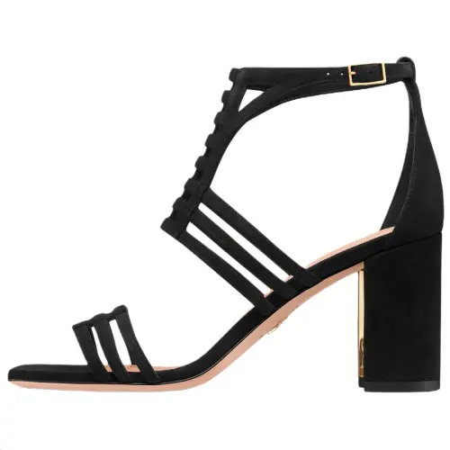 DIOR D Art One Strap Sandals 8cm Women's Black