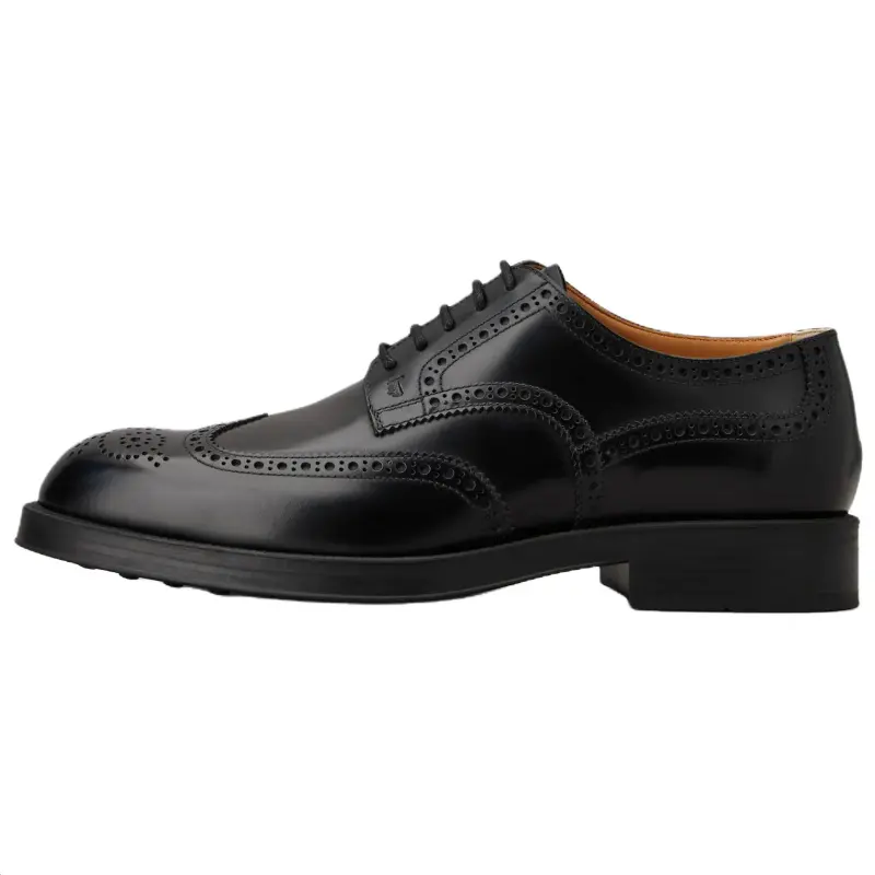 TOD'S Tods leather calfskin lace-up round toe formal leather shoes men's black