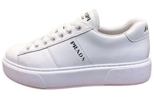 PRADA Leather Low top Skateboard Shoes Men's White