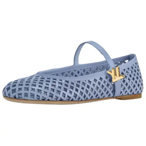 LOUIS VUITTON Romy Patent Leather Flat Mary Jane Shoes Women's Blue