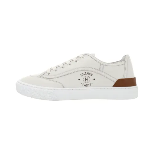 HERMES Get Cow Leather Low top Stylish Skateboarding Shoes Men's White