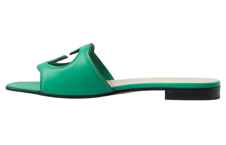 GUCCI Logo-cut Out Leather Sandals