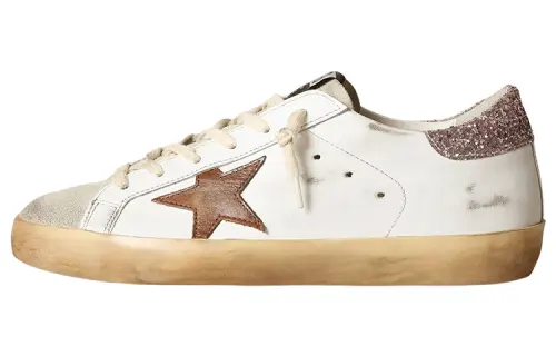 Golden Goose Women's Superstar 'White Tan Pink Glitter'