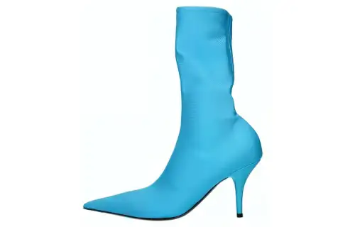 Balenciaga Knife Leather Comfortable Ankle Boots Women's Sky Blue