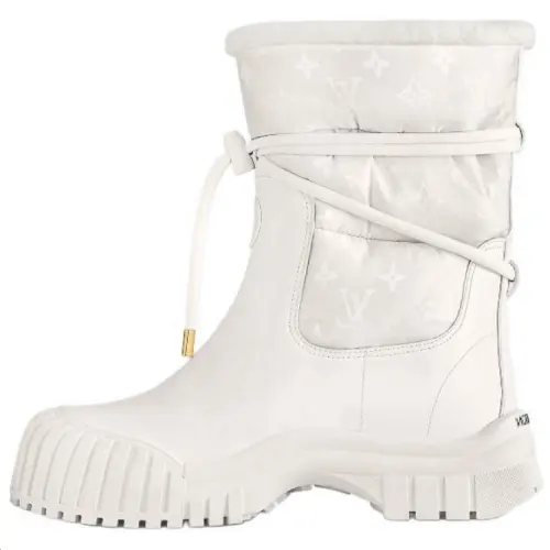 LOUIS VUITTON Ruby Short Snow Boots Women's Beige Gray