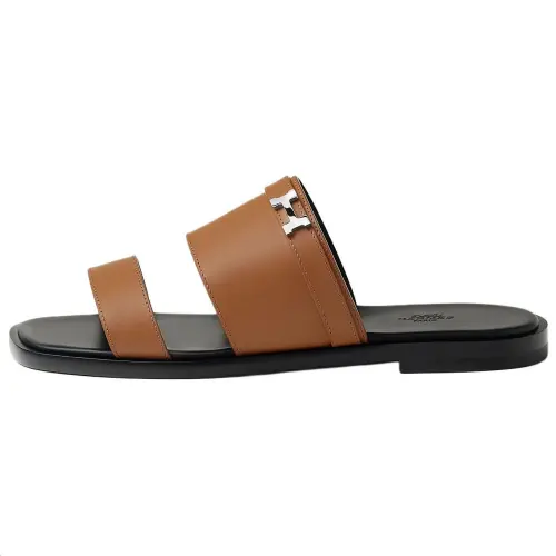 HERMES Slide Slippers Men's Brown