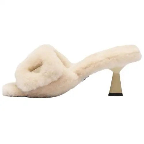 PRADA 65mm Triangle-logo Shearling Mules