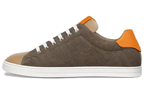 FENDI Embossed Cow Leather Low top Stylish Skateboarding Shoes Men's Tan