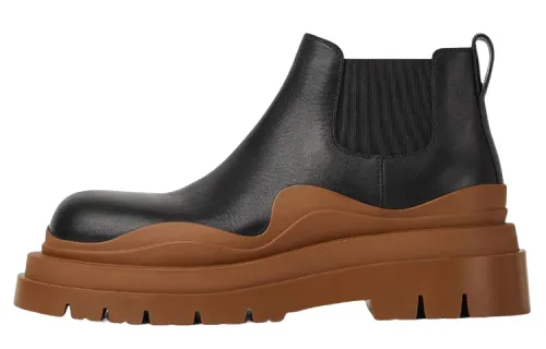 Bottega Veneta Tire Chelsea Leather Ankle Length Chelsea Boots 5.5cm Men's Black