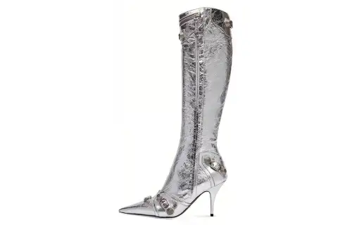 Balenciaga Cagole 90mm Metallic Leather Boots