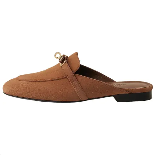 HERMES Oz Closed Toe Slippers Women's Brown