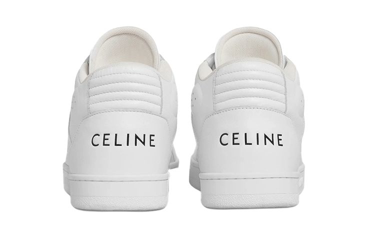 CELINE Cow Leather Mid top Skateboard Shoes Women's Neon White