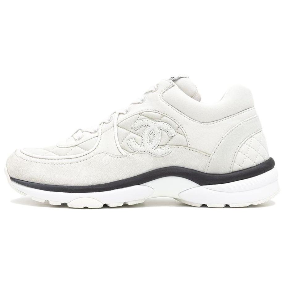 CHANEL Textile, Leather Low top Casual Shoes Women's Light Gray