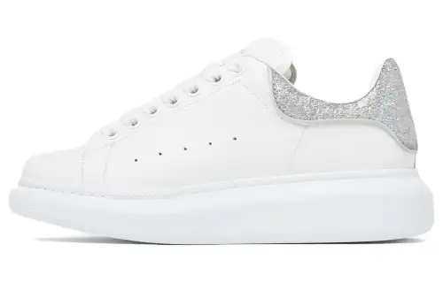Alexander McQueen Oversized White Silver Glitter Women's