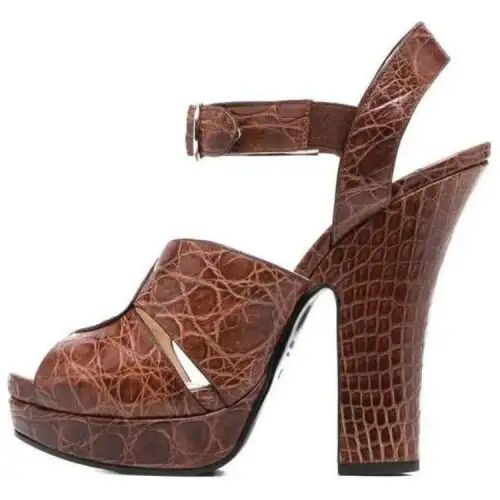 PRADA Leather One Strap Sandals 14cm Women's Brown