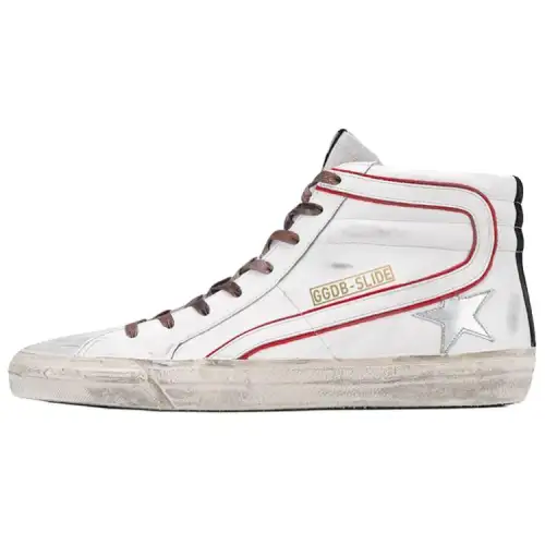 Golden Goose Slide Stylish Skateboarding Shoes Men's White Distressed