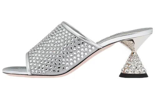 MIU MIU Slide Slippers Women's Silver