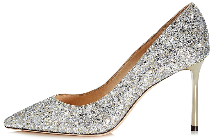Jimmy Choo Romy Fabric Slim Heel High Heels 8.5cm Women's Gold