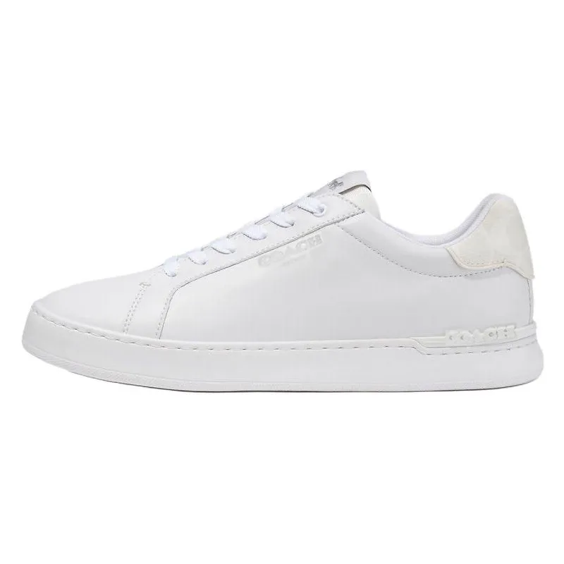 COACH Clip Leather Low top Skateboard Shoes Men's White