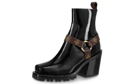 LOUIS VUITTON Limitless Ankle Boots 'Black With Logo Straps' Women's
