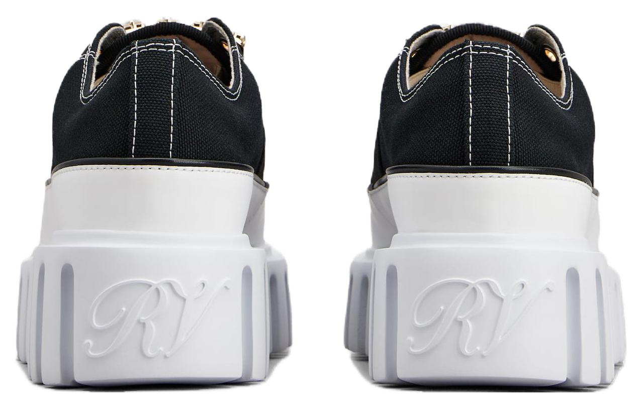 Roger Vivier Viv' Go Thick Canvas Low top Platform Shoes 3.5cm Women's Black White
