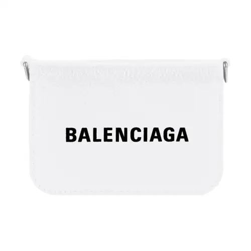 Balenciaga Grain Calfskin Wallet Mini Women's White