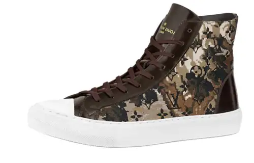 LOUIS VUITTON Tattoo Fabric High top High top Stylish Skateboarding Shoes Men's Dark Brown