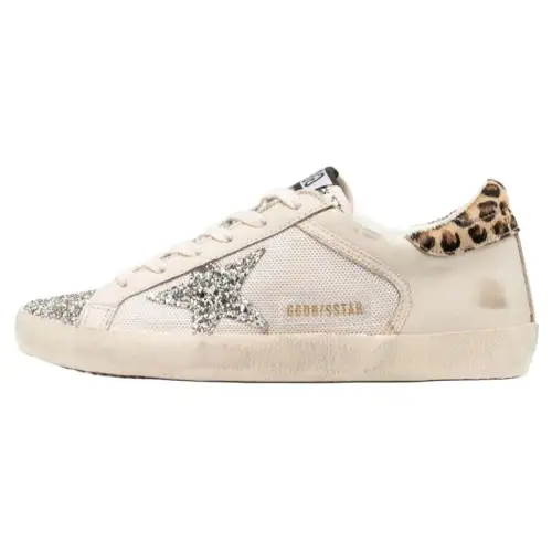 Golden Goose Super Star Cow Leather, Leather Low top Skateboard Shoes Women's Beige Distressed