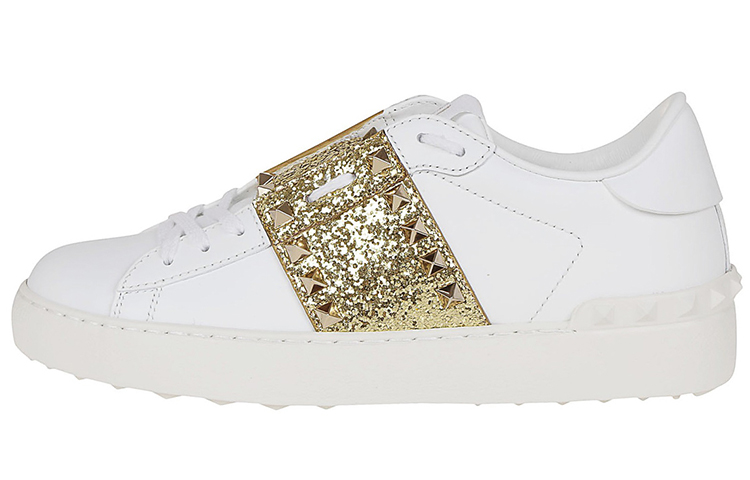 Женские кеды Valentino ROCKSTUD UNTITLED Rockstud (бело-золотые)