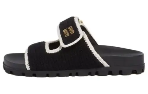 MIU MIU Slide Slippers Women's Black
