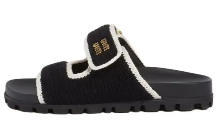 MIU MIU Slide Slippers Women's Black
