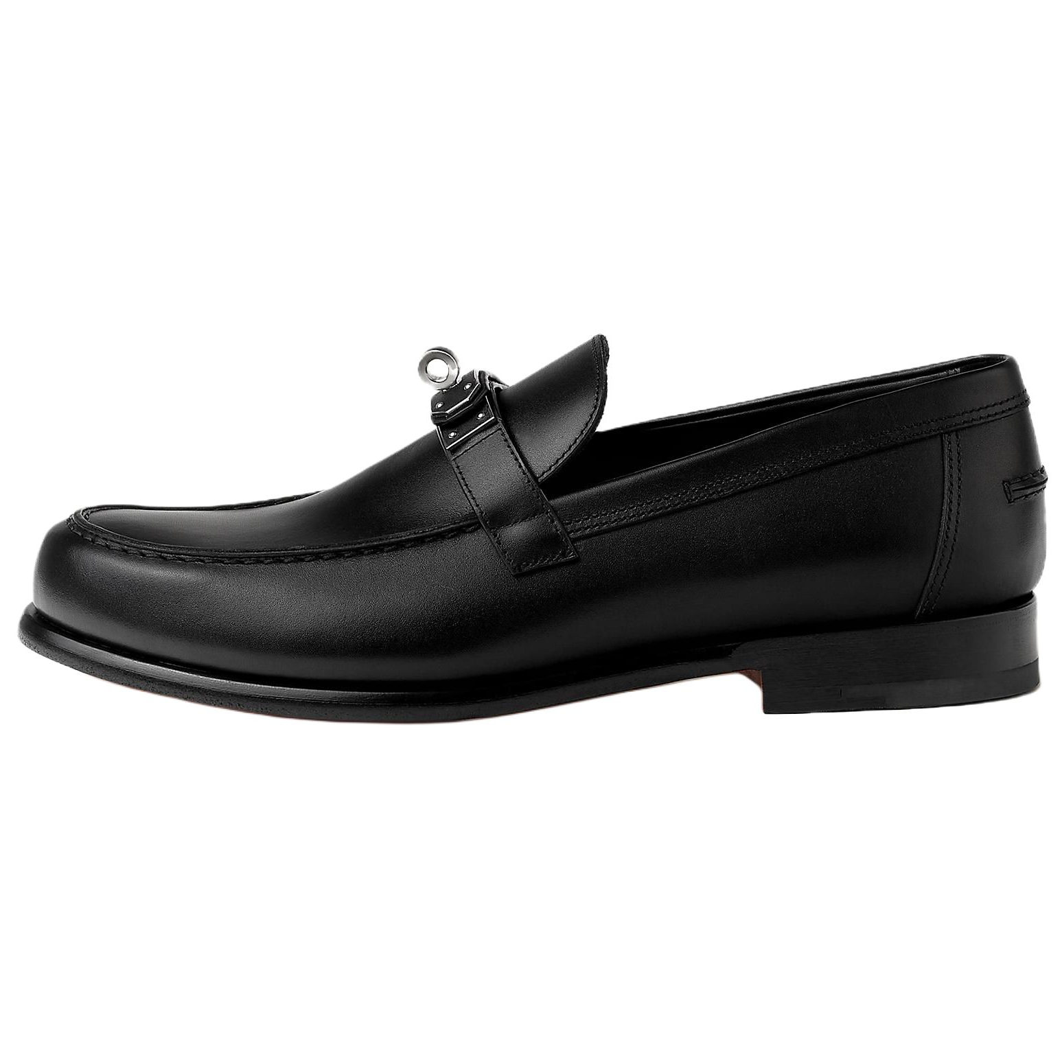 HERMES Destin Calfskin Loafers 2.5cm Men's Black