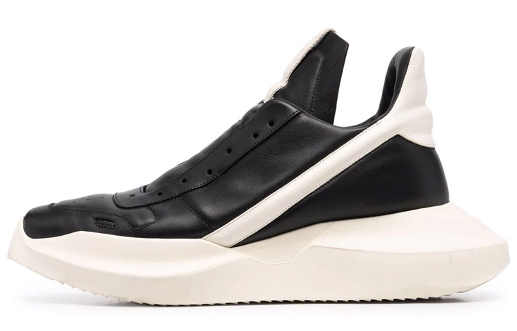 RICK OWENS/RO Geth Runner Cow Leather Round Tip Low top Casual Shoes Men's Black White