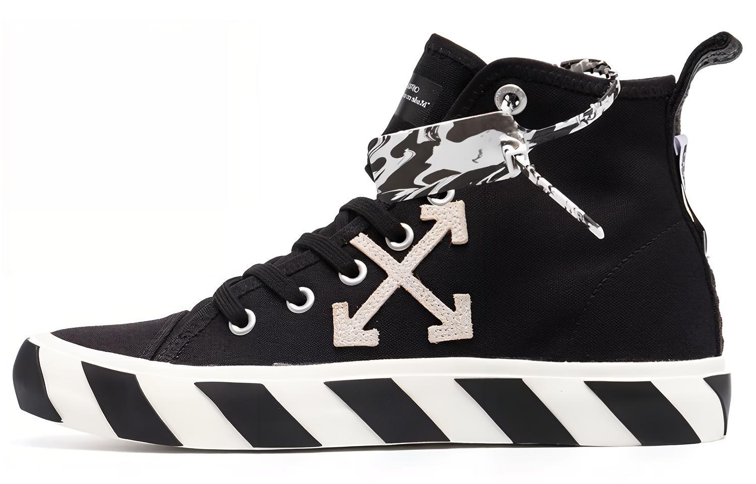 OFF WHITE Mid Top Vulcanized Canvas Sneaker 'Black White'