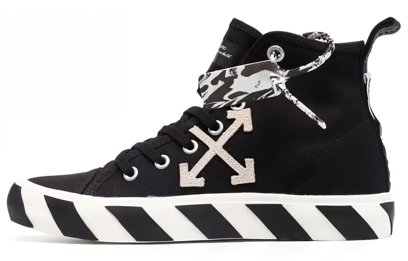 OFF WHITE Mid Top Vulcanized Canvas Sneaker 'Black White'