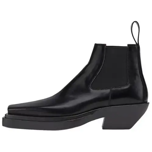 Bottega Veneta Lean Leather Patchwork Short Chelsea Boots Women's Black