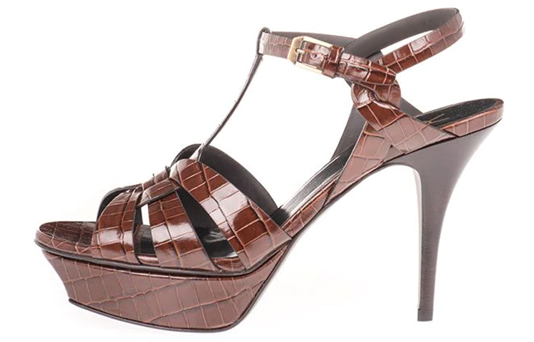 SAINT LAURENT Tribute One Strap Sandals Women's Brown