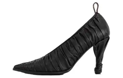 LOUIS VUITTON Leather Cone Heel High Heels 8cm Women's Black