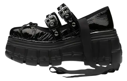 MIU MIU Naplak Leather Platform Shoes Women's Black