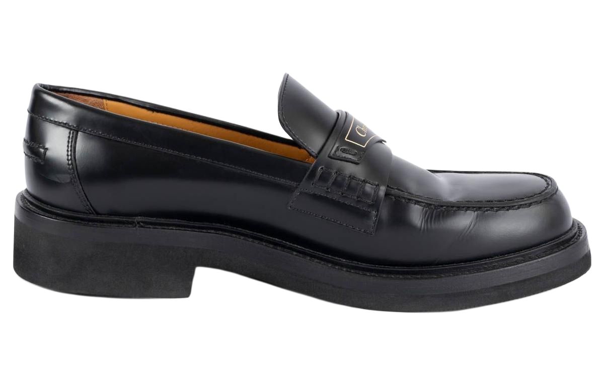 DIOR Boy Leather Logo Loafers Women's Black
