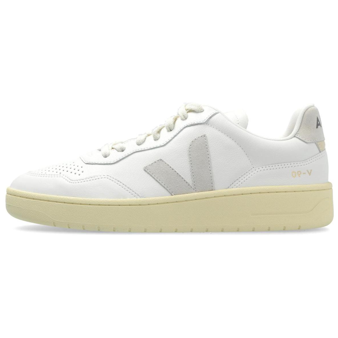 VEJA V-90 Leather Round Toe Lace Versatile Low-top Sneakers Unisex White
