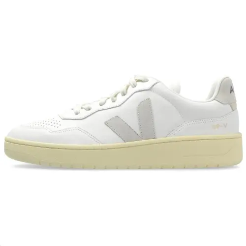 VEJA V-90 Leather Round Toe Lace Versatile Low-top Sneakers Unisex White